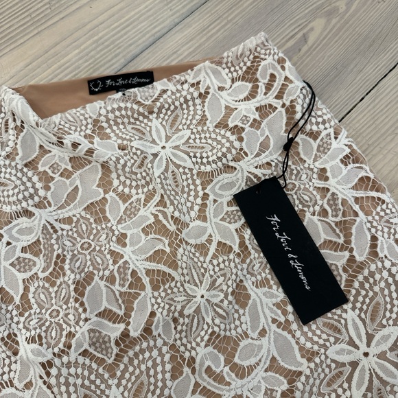 For Love & Lemons Guava lace skirt in white and nude - Picture 2 of 6